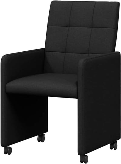 Eetkamerstoelen met Wielen - Stoelen Set - Comfortabel Zitten - Ergonomisch Ontwerp - 58 x 65 x 94 cm - Zwart