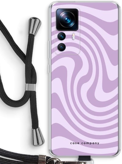 Case Company® - Hoesje met koord geschikt voor Xiaomi 12T hoesje met Koord - Swirl Paars - Telefoonhoesje met Zwart Koord - Bescherming aan alle Kanten en Over de Schermrand