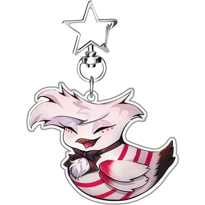 Anime Acryl Sleutelhangers voor Alastor Sir Pentious Angel Dust Niffty Zelfgemaakt Q-Versie Eendvormig Hanger Acryl Sleutelhanger white