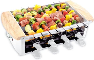 Elektrische Griller - Stijlvol Wit-Hout Design - Krachtig En Efficiënt Grillen - Perfect Voor Keuken En Tafelen