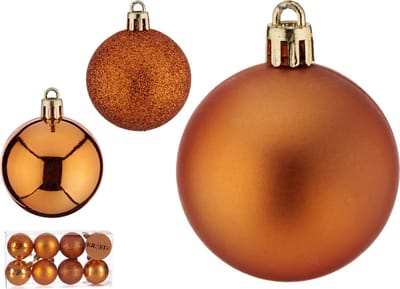 Krist+ Kerstballen - 16x ST - oranje - kunststof - 5 cm - glitter - mat - glans