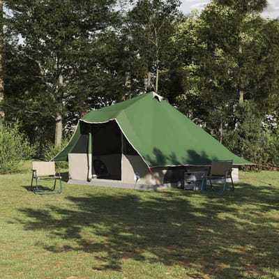 vidaXL Tipi Tent met dak met opslag Groen 358 x 296 x 258 cm taft