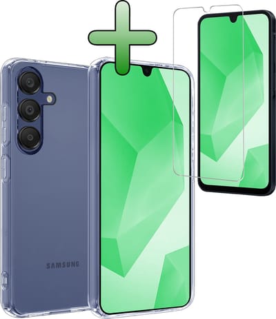 Hoesje Met Screenprotector - Geschikt voor Samsung Galaxy A16 - Sterk & Shockproof - Back Cover - Siliconen Case - Telefoon Hoes - Transparant