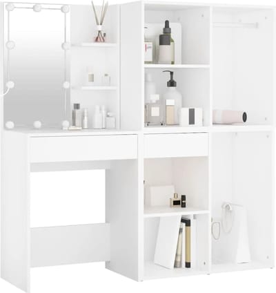Kaptafel met spiegel en verlichting - Make up tafel - Make up - Toilettafel -Met lades - Kaptafels - Met kast - Wit