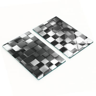 Duurzame en stijlvolle glazen borden met een abstract kubuspatroon, 2x30x52 cm