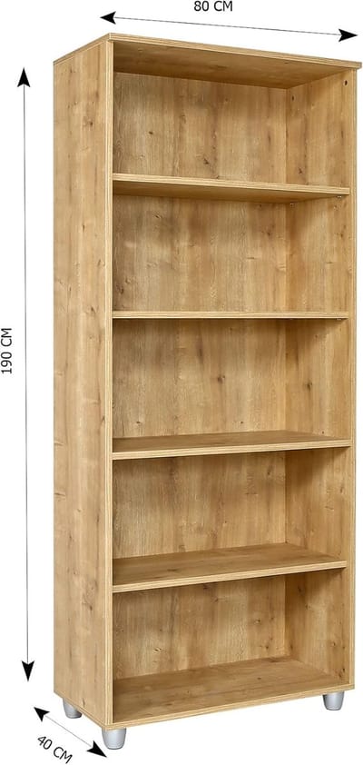 Archiefkast met Verstelbare Planken – Casa Velluto OfficeLine Pro 190 cm Hoge Boekenkast – Houten Kantoorkast voor Ordners en Documenten – Saffier Eiken – 80x40x190 cm