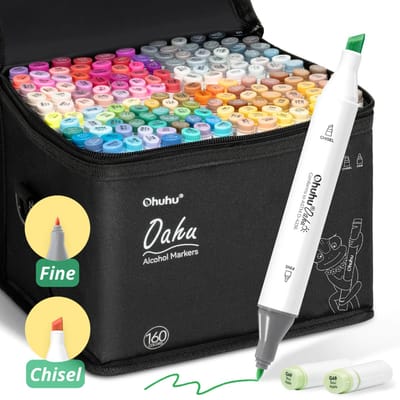 Ohuhu - Oahu Fine & Chisel - Alcohol Art Markers - 160 kleuren