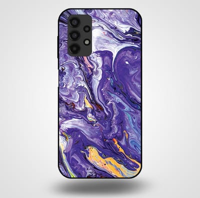 Smartphonica Telefoonhoesje voor Samsung Galaxy A13 4G met marmer opdruk - TPU backcover case marble design - Goud Paars geschikt voor Samsung Galaxy A13 4G