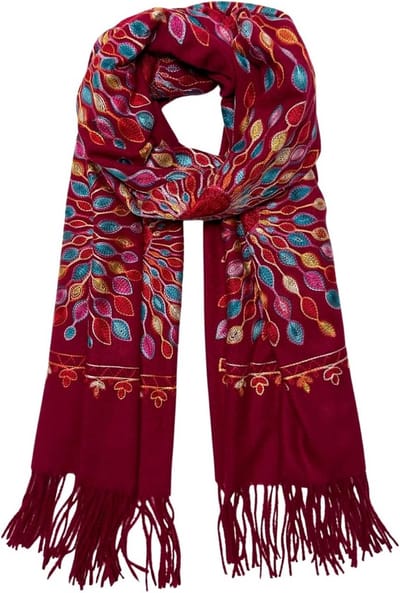 Lichte Bloemen Sjaal Dames Met Borduurwerk - Stijlvolle Foulard en Hoofddoek