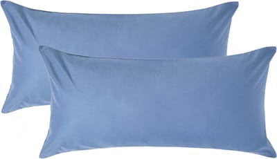 Homescapes Luxe Satijn Kussensloop 40x80 cm – Staalblauw – Set van 2 – 100% Egyptisch Katoen Satijn – Draaddichtheid 1000