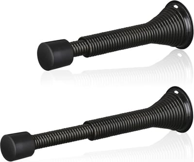 Verstelbare deurstopper met veer - Veerdeurstopper Set met Rubberen Kop - Flexibele Deurstopper Muurmontage van Hoogwaardig Staal - Universele Spiraal Deurbuffer - met Schroeven - Geluiddempende Muurbeschermer - voor Badkamer, Keuken en Woonkamer