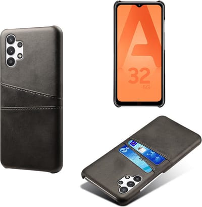 MobyDefend Hoesje - Geschikt voor Samsung Galaxy A32 (5G) - Lederen Backcover Met Vakjes Pasjes - Zwart
