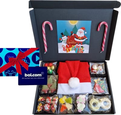 Christmas Moments Kids met cadeaubon BOL.com ter waarde van 10 euro | 9 soorten snoep | Kerstmuts | Mystery Card met persoonlijke (video)boodschap | Kerst | Oud en Nieuw | Feestdagen