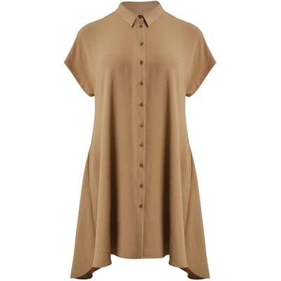 Midi Chemise Jurk in Crêpe Dames Mat Fashion