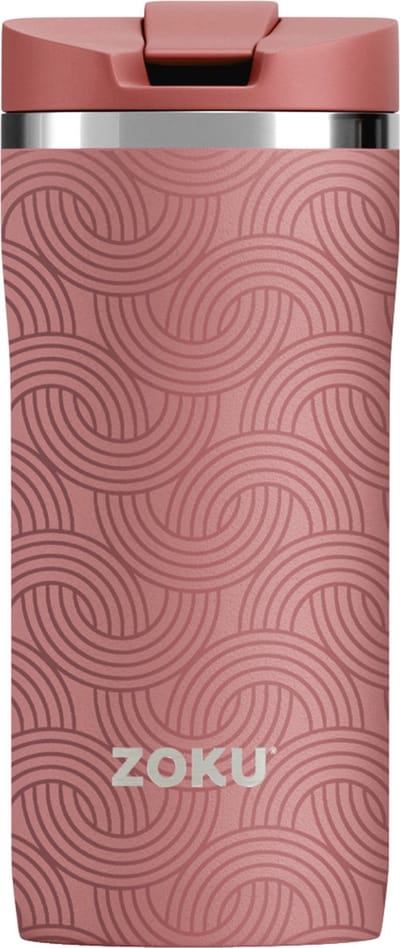 Thermosbeker, 355 ML, RVS/Polypropyleen, BPA vrij, Roze met Print - Zoku