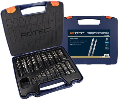 Rotec 170-delig spiraalborenset, type '104', ø1-10, in kunststof koffer