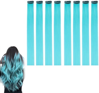Dailygoods- Clip-in Extensies 55 cm - 8 Stuks - Gekleurde Haarstrengen - Hittebestendige Kunstvezel - Lichtgewicht - Duurzaam Design - Haarextensies