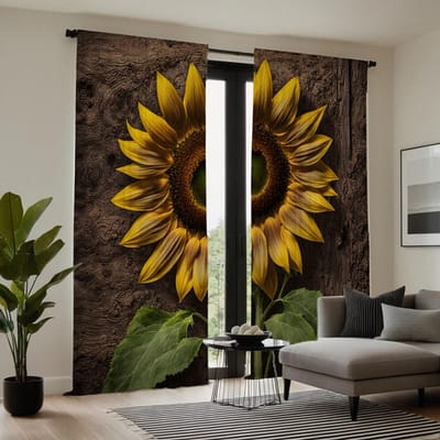 2 pièces HD numérique cravate blanche rideau à goutte d'or Décoration de style décoration maison salon chambre à coucher porter tringle à rideau effet styl W52H63inchW132H160cm brown