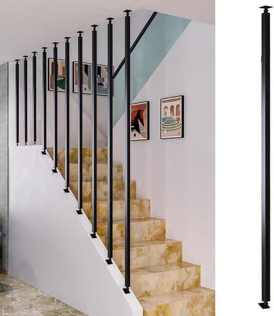 Verstelbare Metalen Spindels - Baluster Kolom - Trap Veiligheid - Roestvrij Nano Bakverf - 95 cm Hoogte - Zwart