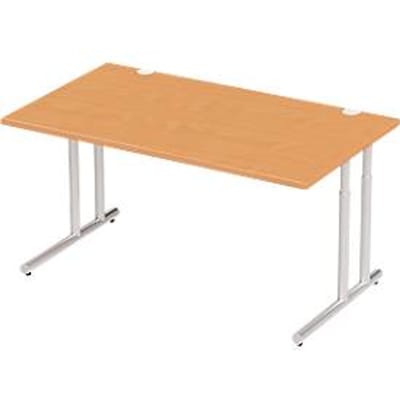 Schäfer Shop Select Desk COMBITEC, rechthoekig, C-poot, B 1600 x D 800 x H 677-817 mm, beuken/wit aluminium