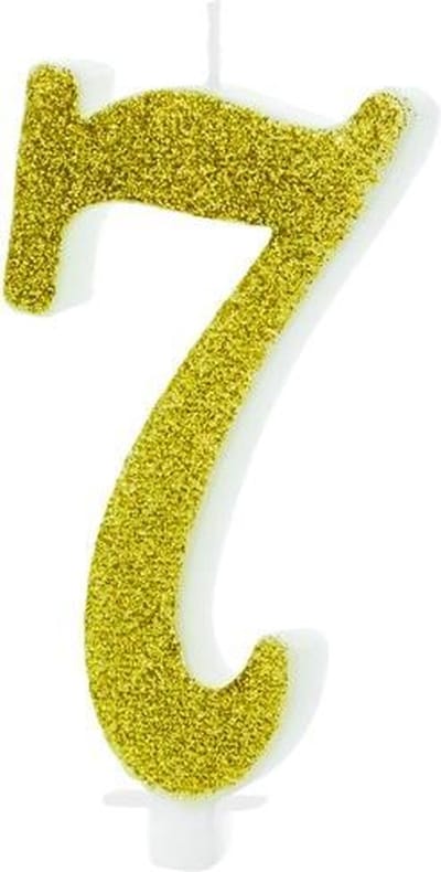 PartyDeco - Verjaardagskaars 7 Glitter Goud