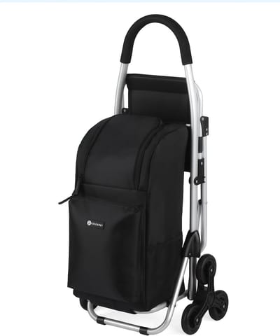 Packaway 35L Boodschappentrolley met 6 Wielen voor Trappen - Klapstoel Functie - Steekwagen Functie - Geïsoleerd - Afneembare Rugzak - Zwart - s