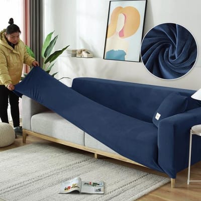 Bankhoes Stretch Fluwelen Antislip Bankhoezen Voor Woonkamer L Vorm Sectionele Bankhoes Fauteuilhoezen 1 seater 90-140cm
