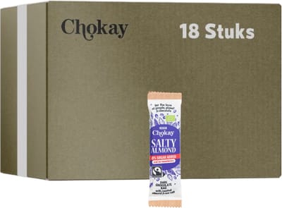 Chokay | Dark Chocolate Bar | Salty Almond | 18 stuks | 18 x 35g