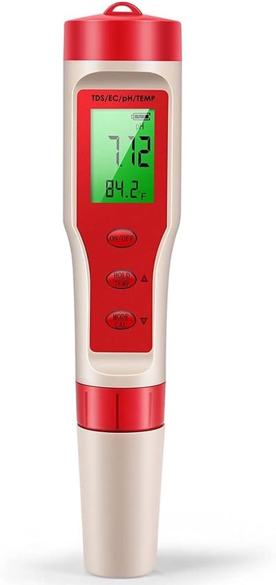 Geschikt voor PH-meter, 4-in-1 digitale PH-meter met pH/TDS/EC/ATC-functie voor drinkwater, ±0,01 pH-tester met hoge nauwkeurigheid voor hydrocultuur, aquarium, zwembad, zakwaterkwaliteitstester