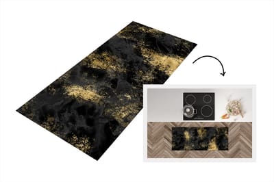 Keukenloper - Loper keuken - Gold - Luxe - Vintage - Zwart - 120x50 cm - Keukenloper vinyl