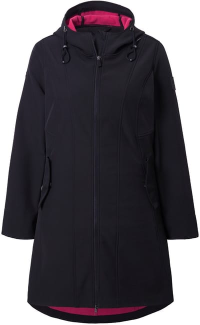 Ulla Popken - Dames - HYPRAR softshell-jas waterafstotend 2-weg rits - Zwart - Maat 42+