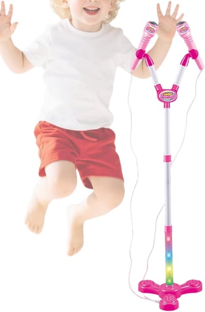 Kinder Microfoon - Karaoke Speelgoed - Optreden en Plezier - Verstelbare Standaard - Tot 104cm Hoog - Multicolor Lichten