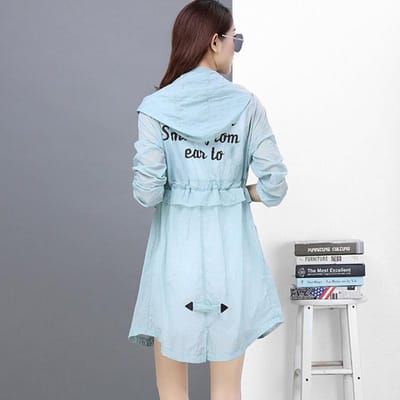 Zomer dames zonwerende kleding Koreaanse stijl slank middellang trenchcoat UV-bescherming Student zonwerende kleding L white