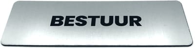 Deurbordje met tekst Bestuur - Formaat 150 x 50 mm x 1,6 mm - Incl. plakstrip | Geborstelde RVS-look toplaag | Gratis Verzending | Decoporta