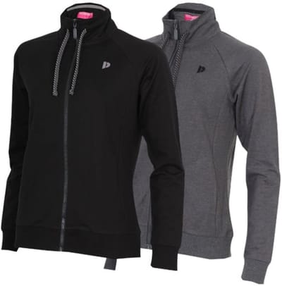 2-Pack Donnay - Stretch Vest met kraag (Jamie) - Sporttrui - Dames - Black/Charcoal-marl (1076) - maat S