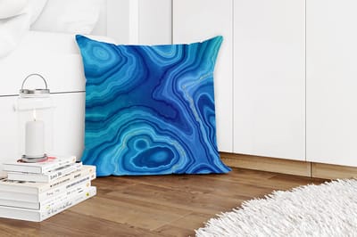 Sierkussens - Kussentjes Woonkamer - 50x50 cm - Marmer - Agaat - Blauw - Stenen