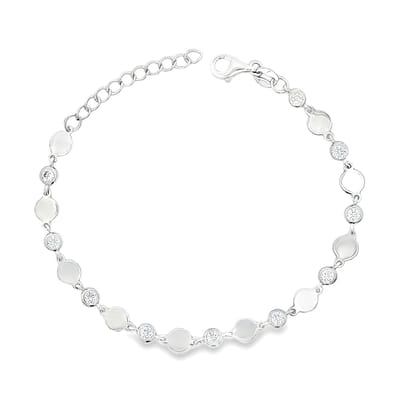 Juwelier Zwartevalk zilveren (gerhodineerd) armband met zirkonia - 23.399