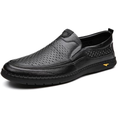 Heren Casual Zomerschoeisel Ademend Heren Vrije Tijd Loop Loafers Echt Lederen Mocassins Uitgehold Instappers Heren Rijschoenen 44