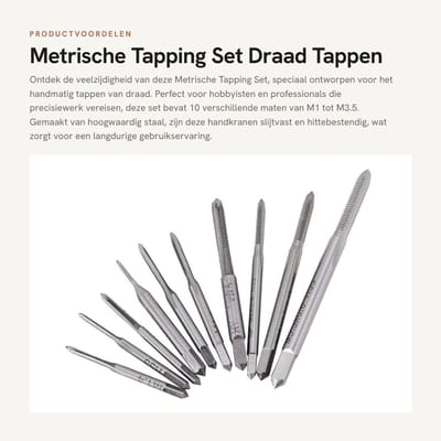 Dailygoods- Draadkranen 10 stuks - M1 tot M3.5 - Hoge snelheid staal - Duurzaam - Hittebestendig - Soepele tapervaring - Tapset