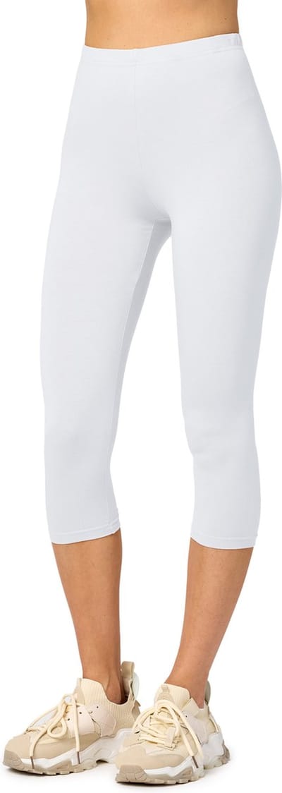 Merry Style MS-MS10-144-LE Dames Capri Leggings - Sport - Vrijetijdsbroek - 3/4 Lengte - Viscose - Sporbroek - Yogabroek - Wit - S