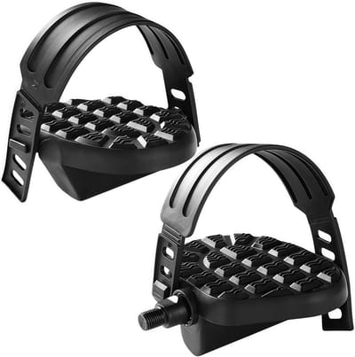 paar fietspedalen met riempjes, 9/16-inch as, verstelbare fietspedalen met riempjes, antislip, Geschikt voor hometrainers, mountainbikes en spinningfietsen (zwart).