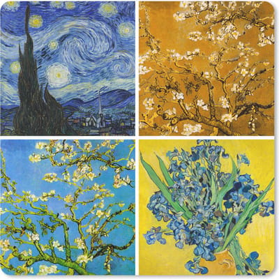 Muismat 20x20 cm - Mousepad Van Gogh - Sterrennacht - Collage - Muismatten