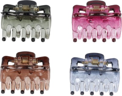 Haarsoires Haarspeld Haarklemmen 3cm – Recht – Bruin Groen Grijs Roze – Set van 4 - Haarclip Klem - Hair Claw - voor Opsteken Haar - Hair Clip - Decoratieve Haaraccessoire