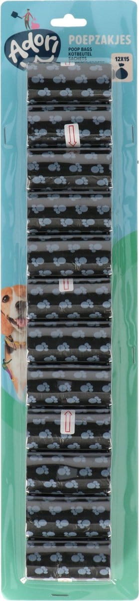 Adori Hondenpoepzakjes - Hondenpoepzakjes - Zwart 12 Rollen