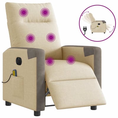 vidaXL - Massagestoel - elektrisch - verstelbaar - stof - crèmekleurig