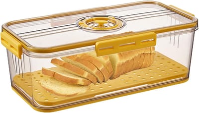 Broodbak met Tijdregistratie - Vershouder - Brood Vers Houden - Luchtdichte Opslag - 33.5 x 18.5 x 12 cm - Geel