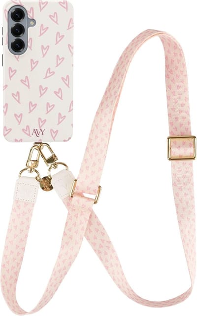 AVY Hoesje Met Telefoonkoord | Geschikt voor Samsung Galaxy S26 | Compatibel met MagSafe & Qi2 | Hard Shell Back Cover | Stijlvol Bijpassend Koord Crossbody (130CM) | Cupid Blush