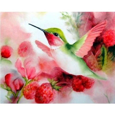 Peinture diamant thème Animal oiseau et fleur, broderie complète 5d, points de croix, motifs strass, à faire soi-même 20X30CM pink