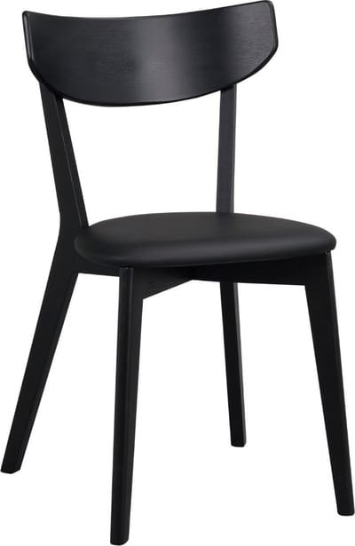 Rowico Home Ami Eetkamerstoel Zwart Eikenhout - Met Zwart Zitkussen - Kunstleer - Houten Eetkamerstoel - Scandinavisch - Design