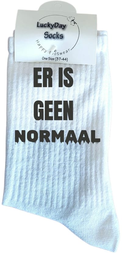 LuckyDay Socks - Er is geen normaal - Verjaardag cadeau vrouw en man - Vrolijke sokken - Grappige sokken - Leuke dames en heren sokken - Socks maken Happy - Maat 37-44